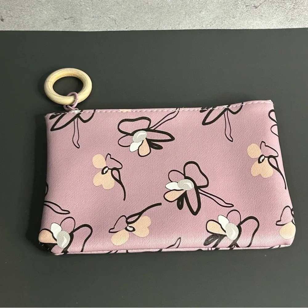 ipsy Pink and Cream Floral Cosmetic Bag